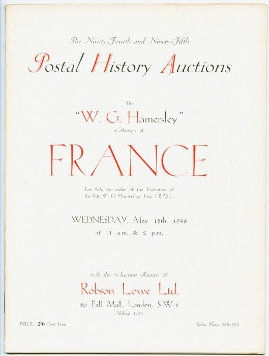 The "W.G. Hamersley" Collection of France