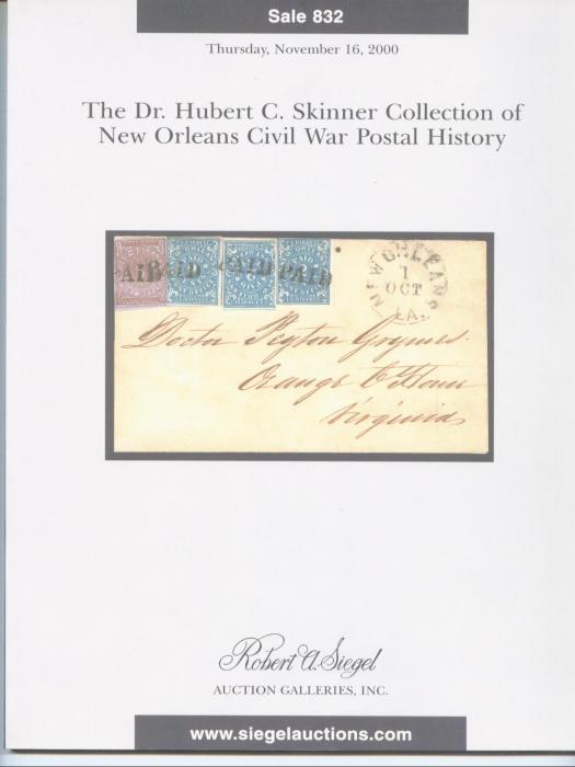 The Dr. Hubert C. Skinner Collection of New Orleans Civil War Postal History