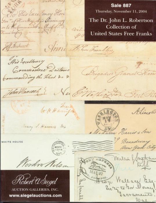 The Dr. John L. Robertson Collection of United States Free Franks