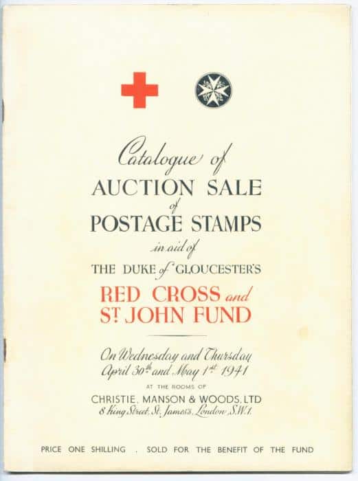 Catalogue of Auction Sale of Postage Stamps in aid of The Duke of Gloucester's Red Cross and St. John Fund