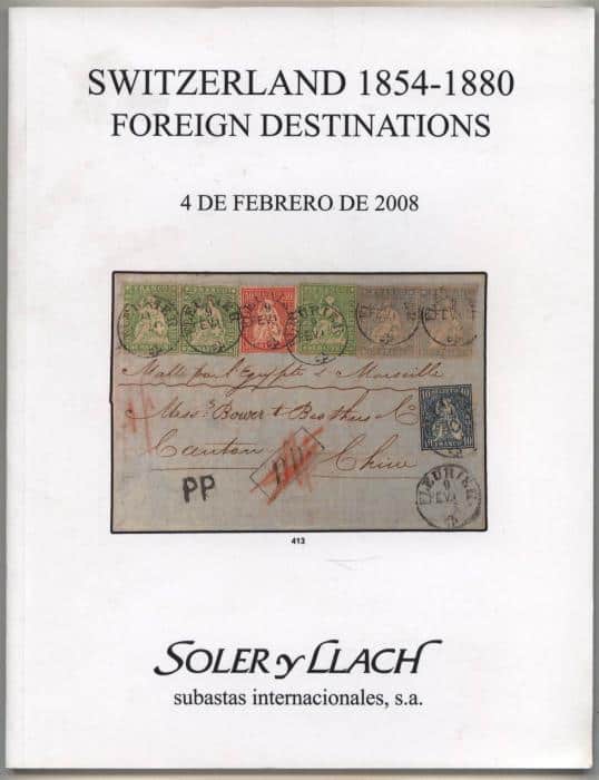 Switzerland 1854-1880 Foreign Destinations