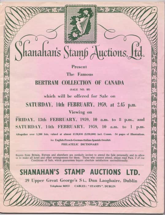 The Famous Bertram Collection of Canada (Sale No. 85)