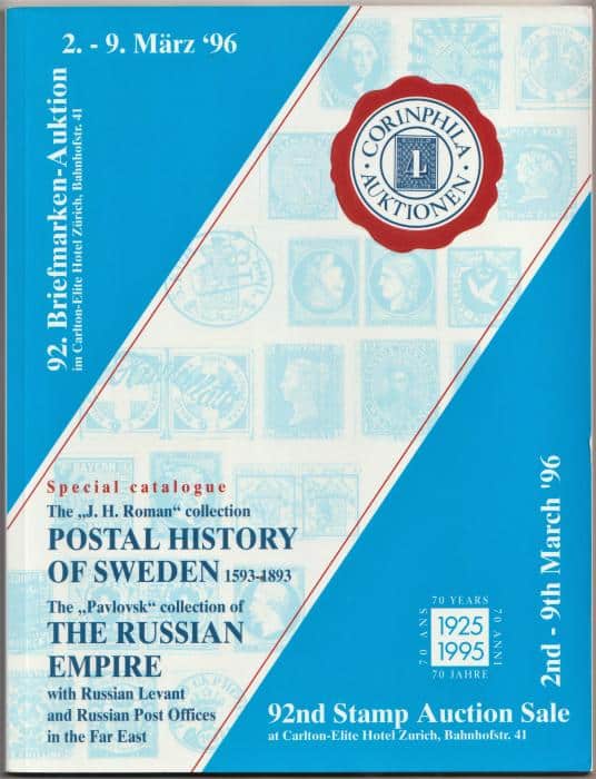 The "J.H. Roman" collection of Postal History of Sweden 1593-1893