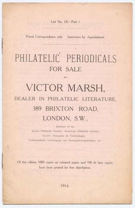 Philatelic Periodicals For Sale by Victor Marsh