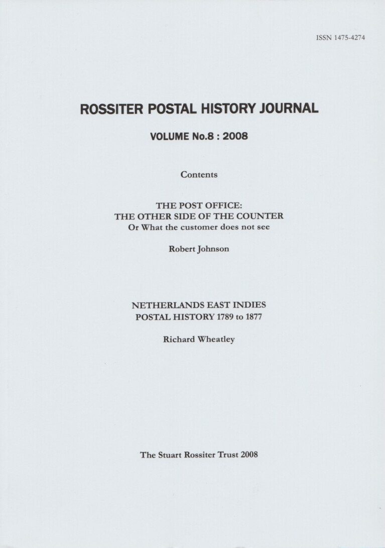 Rossiter Postal History Journal Volume No. 8