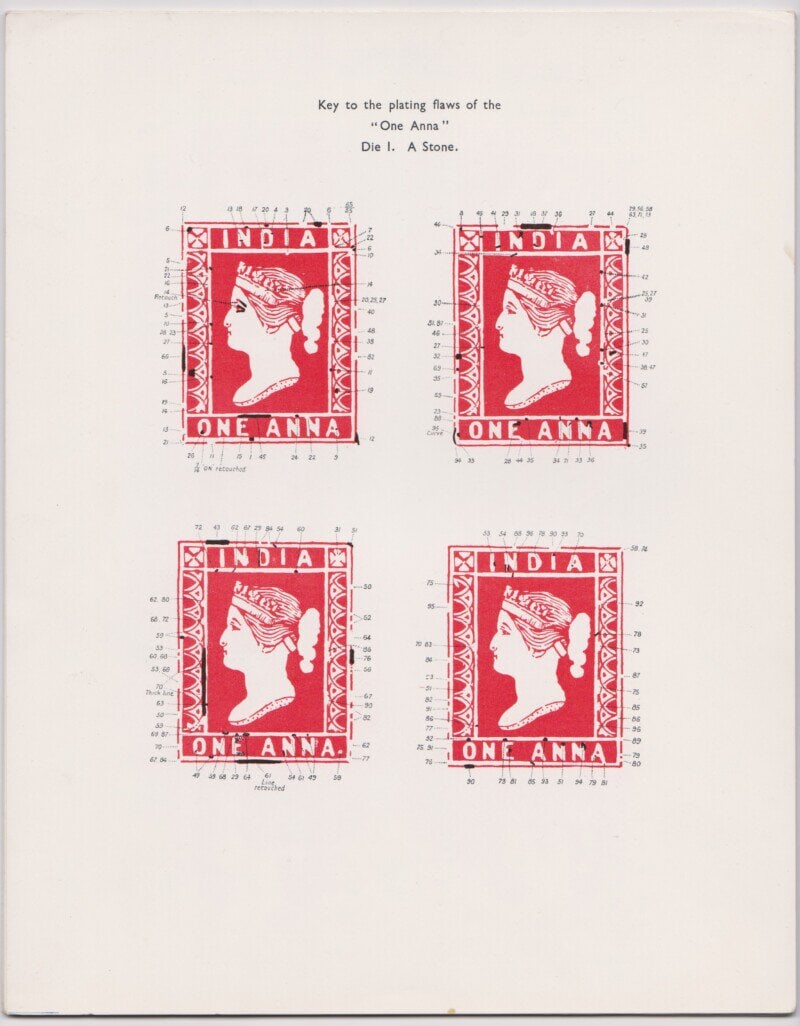 Plates Showing Individual Flaws of Half and One Anna Stamps of 1854-55