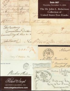 The Dr. John L. Robertson Collection of United States Free Franks