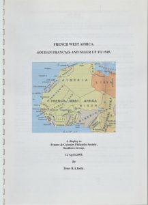 French West Africa. Soudan Francais and Niger up to 1945