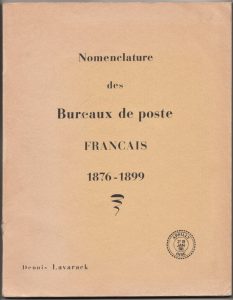 Nomenclature des Bureaux de poste Français 1876-1899